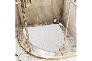 Lurowo Corner Shower Mat Non Slip, Quadrant Loofah Shower Mat with Drain, Quick Drying Curved Shower Mat Anti Mould for Inside Shower, 60*60cm