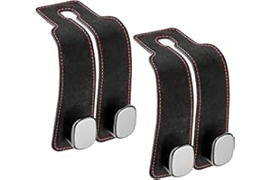 Shirene Ganchos para Asiento de Coche,2 Pcs Ganchos Organizadores de Cuero para Asiento de Coche,Accesorios Coche Interior para Automóvil Colgar Bolsosy Bolsos Abrigos Bolsa de Comestibles