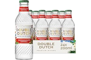 Double Dutch Pomegranate & Basil Soda | Low Calorie Diet Soft Drink | 100% Natural Ingredients | Gluten Free, Vegan Friendly Premium Mixer Perfect For Gin, Vodka & Cocktails | 24 x 200ml Bottles