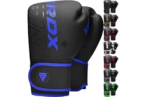 ‎RDX RDX Kinder Boxhandschuhe für Muay Thai Kickboxen Sparring, Maya Hide Leder Kara Junior Boxing Gloves, Sandsack Boxsack Punchinghandschuhe, Kickboxhandschuhe MMA Kampfsport Training Schwarz 6oz