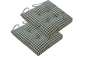 Makimoo Sitzkissen mit Bändern, wetterbeständig, für den Innen- und Außenbereich, 42 x 42cm (Grüner Hahnentritt)