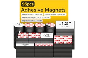 X-BET MAGNET Carrés Aimanté Adhésif - Peler et coller des Carrés Aimantés - Rond Aimanté Magnétiques - Autocollant Aimanté - Alternative aux Autocollants et Étiquettes Magnétiques