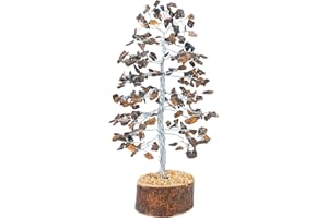 CROCON Tiger Eye Crystal Tree of Life, Handmade Gemstone Tree, Chakra Tree of Life, Feng Shui Tree Bonsai, Money Tree, Stone Tree, Healing Crystal Decoration, Artificial Tree, Stone Tree, Spiritual Gift