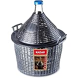 KADAX Glasballon, Gärballon mit Kunststoffkorb, Gummistopfen, schmale Öffnung, Weinballon, Flasche, Glasflasche, Gallone, Gär