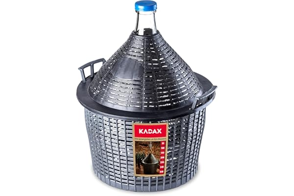 KADAX Bonbonne en Verre de 10L, Grande Dame-Jeanne avec Habillage Plastique, Idéale pour Le Stockage, la Conservation et la Fermentation du Vin