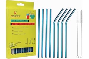 KUNSTIFY - Juego de 8 pajitas de metal (azul)