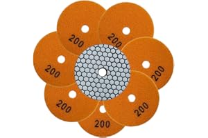 QUEFORET Diamant Polierpads Körnung 200-8 Stücke Trocken Polierscheiben 100mm für Granit Marmor Quarz Kunststein