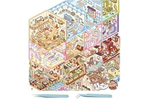 HAMKU 30 Pezzi Sticker Scene,3d Sticker Therapy Con Una Pinzetta,Stickers 3d, Kit di Adesivi per Casa in Miniatura per Adulti, Bambini,Con 2 Pezzi Pinzette Blu