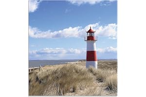 ARTland Spritzschutz Küche aus Alu für Herd Spüle 65x60 cm (BxH) Küchenrückwand mit Motiv Strand Nordsee Meer Dünen Himmel Leuchtturm Sylt Maritim T9ML