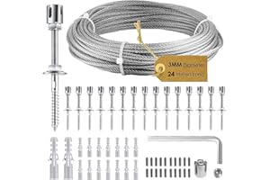 S SMAUTOP Support pour Plantes grimpantes, Améliorer kit Complet en Acier Inoxydable avec Supports muraux et Corde de 3 mm (16 Supports, 24m de Corde)