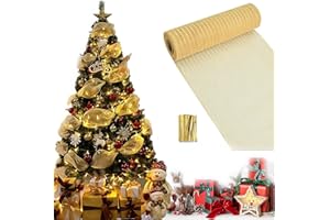 AIXIMA Guirnalda de Oropel Navidad, Brillante Espumillón, Decoración Árbol, 26Cm X 9.14M (Oro)