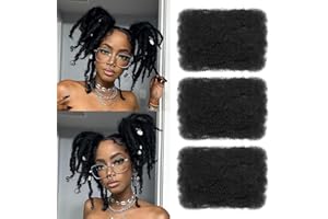 XIIMENALU Afro Kinky Curly Braiding Bulk Hair For Mini Twists Afro Kinkys Bulk Synthetic Hair Cuban Twist Hair Soft Locs Micro Spring Twist For Dreadlocks Loc Repair (1B#, 8 Inch (Pack of 3))