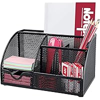 Pipishell Schreibtisch Organizer, Mesh Metall Büro-Organizer mit Schublade und Stifthalter, 6 Sortierfächer für Stifte…