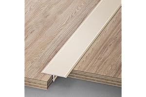 Raouoae T-shaped strip, transition rail, transition profile, door threshold for laminate and parquet, door divider strip, 100 cm length, 3 pieces, floor profile for seamless transitions (latte, width: