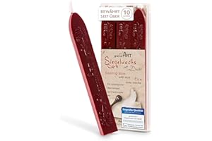 ‎GRAVURART gravurART Siegelwachs Bordeaux Rot 3 Stangen mit Docht - Persönliche Briefe versiegeln mit Stempelwachs für Siegelstempel