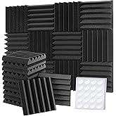 Foneso Mousse Acoustique, 30 x 30 x 5 cm (Densité :25 kg/m³) Mur Insonorisant 3D Haute Densité, Matériaux d'Insonorisation po