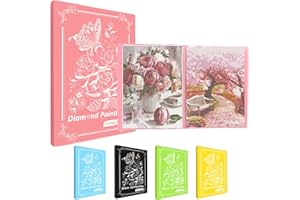 MUFEKUM Diamond Paintings Picture Album, A3 Diamond Paintings Folder With 60 Sheets, Diamond Paintings Storage Book for Finish Work Diamond Art Portfolios (Pink)