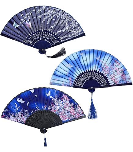 Éventails Pliants Japonais - Lot De 2 - Bambou & Papier - Style Vintage - Pour Décoration, Mariage Ou Cadeau