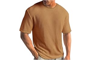 Shznruwy Strick Tshirt Herren Kurzarm Basic T Shirt Einfarbige Rundhals Tshirt Summer Gym Tee Baggy Casual Pullover Leichte Gerippt Sportshirt Bequem Feinripp Kurzarmshirt Fitnessshirt Oberteil Tops