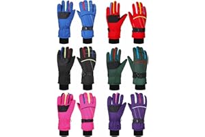 Bencailor 6 Paar Kinder Winter Handschuhe wasserdichte Kinder Ski Handschuhe Winddichte Warme Schnee Handschuhe für Kinder Jungen Mädchen