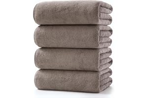 Lumimi Towels 4 Piece Bath Towel Set Super Soft Absorbent Light Weight Dry Well and Durable Gym Beach Travel, 55" L x 27" W, 4 Pack Elegant Grey Brown