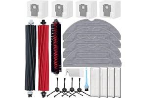 AiLomey Kit d'accessoires pour Roborock S8 Pro Ultra Aspirateur, 2 Brosses Principales, 1 Brosse de Nettoyage, 4 Brosses Latérales, 4 Filtres, 4 Serpillière, 4 Sacs