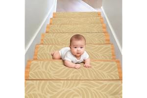 Neuytiky Tappetini per gradini, 15 pezzi, antiscivolo, per gradini, autoadesivi, 76 x 20 cm, per interni, scalini per bambini, animali domestici (cachi)