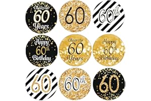 LHYBTM 216Pcs 60.Geburtstag Aufkleber Geburtstag Sticker Jahrestag Etiketten Runder Aufkleber für Geschenk-Verpackung Gastgeschenk Hochzeit Mitgebsel Feier Party Dekoration