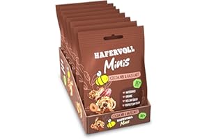 ‎HAFERVOLL HAFERVOLL Minis Cacoa Nib & Hazelnut 8x 65g - Bio-zertifiziert, mit Honig ohne Zusatz von Zucker, perfekt zum Teilen