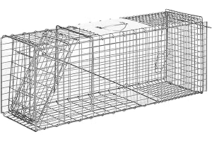 Outsunny Trampa para Animales Vivos Plegable 81x26x34,5 cm Jaula de Captura de Alambre con Puerta y Asa para Conejos Ratas Roedores Plata