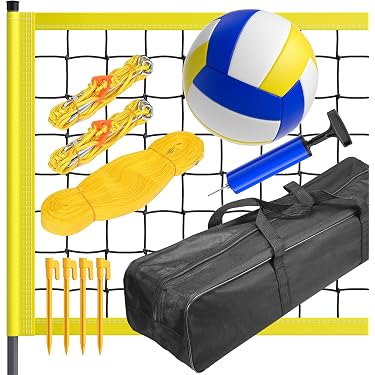 Freistehendes Volleyballnetz 3,6 M - Höhenverstellbar 2,1-2,5 M, Inkl. Volleyball & Tragetasche