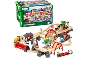 BRIO World - Set Ferrocarril Deluxe, Ferrocarriles, Set de Construcción de Madera, Tren Juguete, Juguetes Niños 3 Años o más, Juegos Educativos 3 Años
