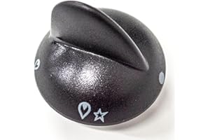 JPshop - Manopola nera piano cottura Ø6 mm - Mozzo 8 mm compatibile con Rex Electrolux 50251533001