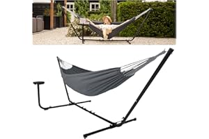 Vita5 Hamaca Jardin con Soporte y Mesita Auxiliar - Hamaca 2 Personas de Acero Duradero Carga 205kg – Hamaca Doble Ajustable con Bolsa de Transporte – Hamaca con Armazón para Interior y Exterior