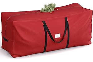 ‎SONGMICS SONGMICS Torba do przechowywania choinek, pojemnik do przechowywania drzew, do 150 cm, torba na drzewo, odporna na zużycie tkanina Oxford 600D, lekka i wodoodporna, grube uchwyty, czerwony RXS003R01