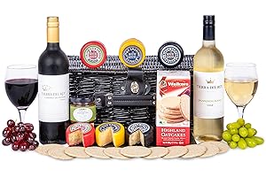 PRESTIGEFLOWERS Luxury Cheese and Wine Basket - Wine Hamper - Cheese and Wine Hamper - Birthday Hamper - Anniversery Present - Wedding Hamper - Wedding Present - Cheese Hamper
