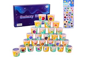 KELVSBEM Galaxy Slime Kit 28 Pack, Fluffy Mini Slime Easter Party Favor Goodie Bag Stuffers for Kids, Smooth, Soft and Non Sticky, Stress & Anxiety Relief Slime Pack Toy for Girls Boys
