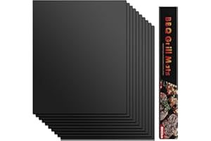 Dazone Tapis de Cuisson pour Barbecue, Tapis BBQ, Feuille Plaque Papier de BBQ Anti-adhérent Réutilisable Nettoyable Idéal pour Four Gaz Charbon Électrique 40x33cm (10)