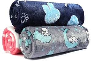 COMSLE Manta para Perros con Suave Forro Polar, 3 Piezas, Manta Lavable Durable del Gato del Perro