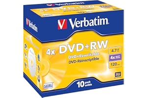 ‎VERBATIM Verbatim DVD+RW 4X 4,7GB Scratch Resistant Surface Jewel Case 10er Pack DVD-Rohlinge