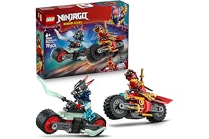 LEGO NINJAGO Wyścig motocyklowy Kaia, zabawka interaktywna dla dzieci do zbudowania, zestaw bitewny dla chłopca i dziewczynki z pojazdami ninja i dwiema minifigurkami, prezent dla 6-latków 71838