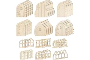 STEHARLLY 48 Stück Elfentür Wichteltür Feentür Set Holz Wichteltür Zubehör Weihnachten Wichteltüren Wichtel Tür Weihnachtsdeko Mini-Holz-Feentüren Unlackiertes für Wand, Zuhause, Geburtstag Dekoration(01)