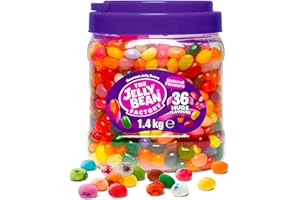‎THE JELLY BEAN FACTORY The Jelly Bean Factory, Gourmet Jelly Beans 1,4 KG Glas - 36 natürliche Geschmacksrichtungen, Retro Süßigkeiten, fruchtige Geschenke für Kinder und Erwachsene - Süßigkeiten Geschenk