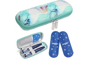 BOMKEE Insulin Pen Tasche, Insulin Kühltasche Medikamententasche für Unterwegs Diabetes Tasche für Insulin Pen, Glukose Meter mit 2 Kühlakkus