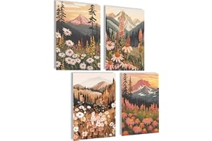 mojoliving Boho Nature Aura Poster Set, 4x A4 (21x30 cm), Vardagsrum, Sovrum, Kök, Badrum, Matta Yta, Ramlös, Våggfäste, Blom
