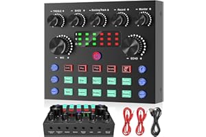 Sicomne Audio Mixer Podcast Equipment Bundle, DJ Mixer USB Audio Interface Voice Changer Sound Card Streaming Gaming Equipment Soundboard Microphone For PC Phone Music Recording Black