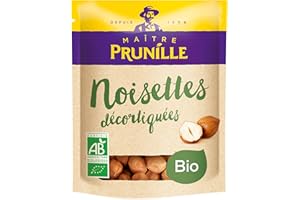 MAÎTRE PRUNILLE - Noisettes Décortiquées BIO - Fruits Secs Pour Snack Ou Pâtisserie - Calibre 13/15 mm - Nutri Score A - Sachet Recyclable 200 g