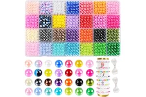 DTYDECLE 1680pcs Pearl Beads for Jewelry Making, 28 Colors 6mm Round Glass Pearl Beads Plastic Imitation Dyed Faux Bead for Bracelets Jewelry Making DIY Crafts