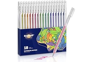 EooUooIP Stylo Gel Paillette,18 Stylos Stylo Paillette, Stylos à Bille à Encre Gel, avec Encre à Séchage Papide Ensemble de Stylos Gel Rétractables,pour Livres à Colorier