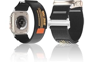 BOJYS Nylonowy pasek kompatybilny z Apple Watch Ultra 2, 49 mm, 46 mm, 45 mm, 44 mm, 42 mm, miękki nylonowy pleciony, sportowy pasek do iWatch Ultra Series 10, 9, 8, 7, SE, 6, 5, 4, 3, 2, 1